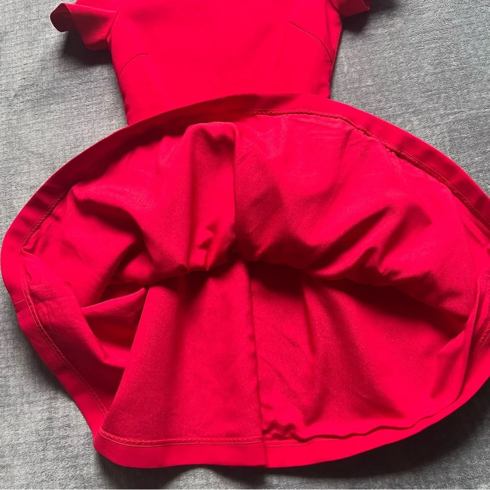 Red Mini Dress Sz 2 Wool Silk Made in Italy CD Embroidered Logo Black